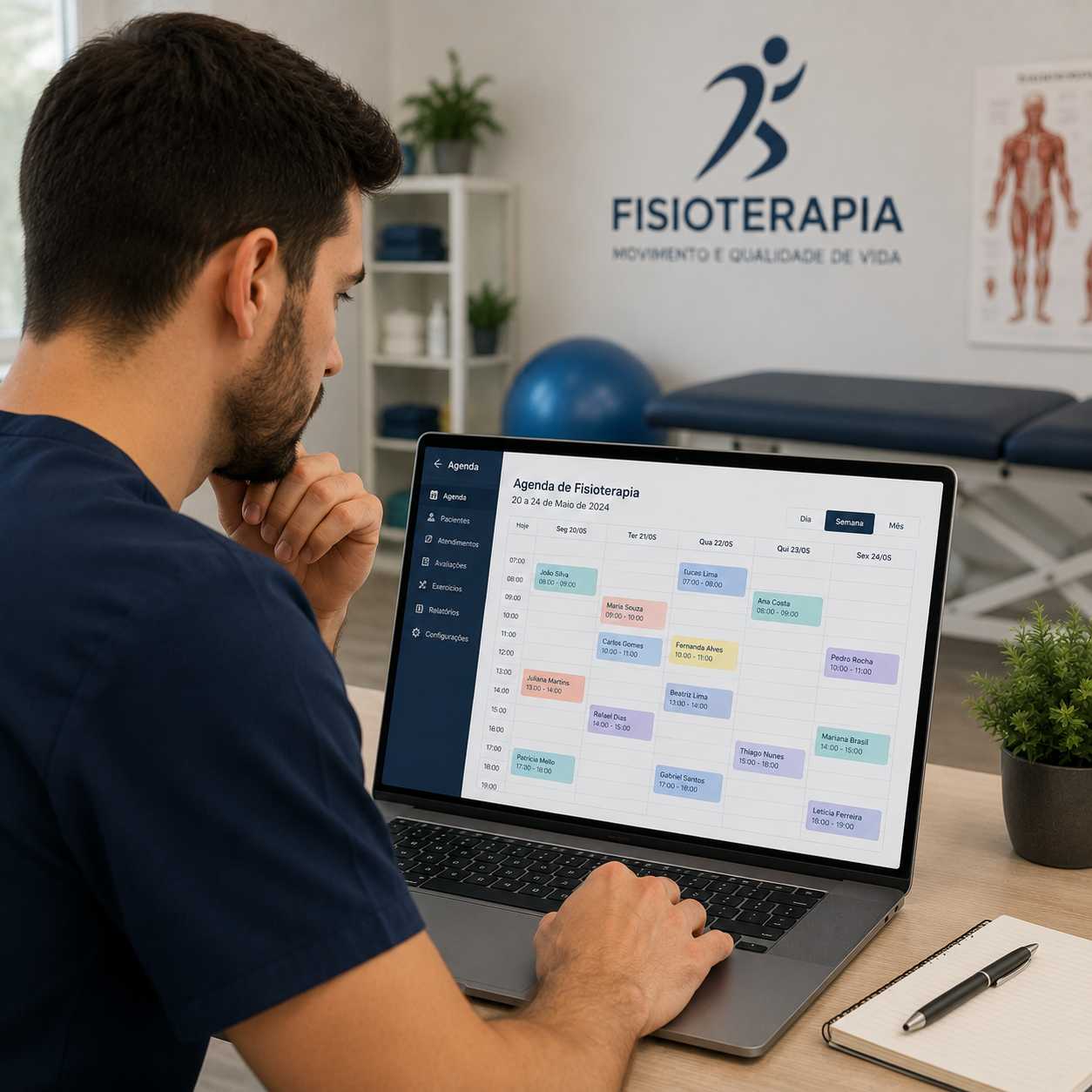 Agenda recorrente e organização da clínica de fisioterapia