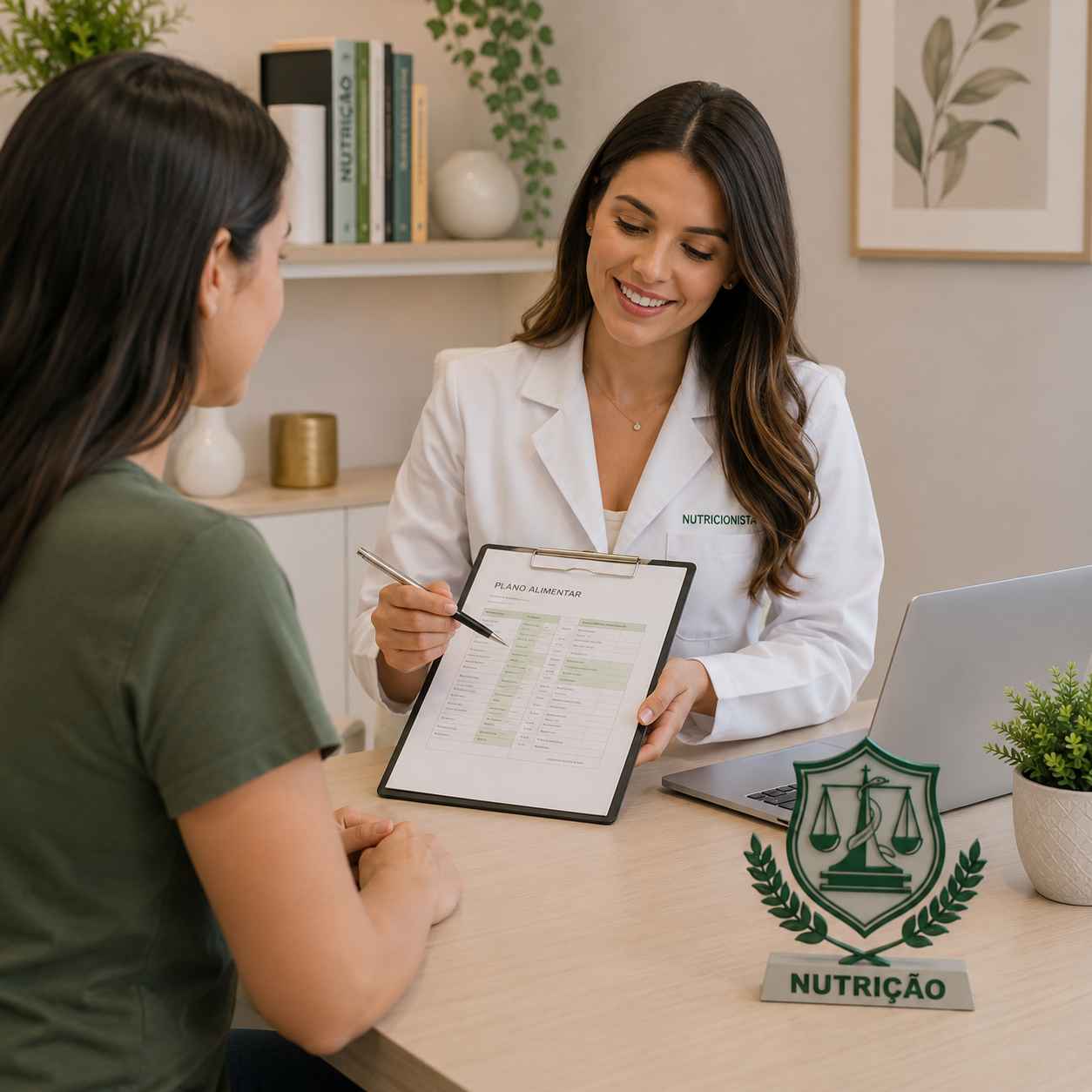 Nutricionista em consulta usando o SmartDoctor para avaliação antropométrica